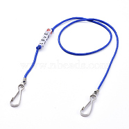 Polyester & Spandex Cord Ropes Eyeglasses Chains, Neck Strap for Eyeglasses, with Cube Acrylic Beads, Iron Coil Cord Ends and Keychain Clasp, Word Love, Blue, 23.62 inch(60cm)(AJEW-EH00058-02)