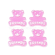 Acrylic Cabochons, Bear with Word Friends, Violet, 31.5x29x2mm(OACR-E018-01C)