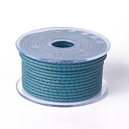 Braided Cowhide Cord, Leather Jewelry Cord, Jewelry DIY Making Material, Medium Turquoise, 5mm, about 21.87 yards(20m)/roll(WL-I004-5mm-12)