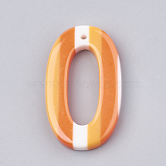 Resin Pendants, Oval with Stripe Pattern, Orange, 33x19.5x4mm, Hole: 1mm(X-CRES-T008-33D)