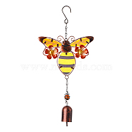 Glass Wind Chimes, Pendant Decorations, with Iron Findings, Bees Pattern, 340mm(HJEW-WH0042-90A)