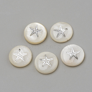 Natural Freshwater Shell Beads, Flat Round & Starfish/Sea Stars, Platinum, 15x4mm, Hole: 1mm
(X-SHEL-Q011-008P)