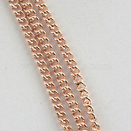 Unwelded Iron Curb Chains, with Spool, Rose Gold, 3.4x2.4x0.7mm, about 328.08 Feet(100m)/roll(CH-R078-07RG)