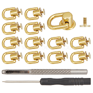 20 Sets Alloy D Ring Head Screwback Button, with Screw, with 1Pc Leather Punch Leathercraft Hole Craft, 1Pc Steel Slotted Screwdriver, for DIY Art Leather Craft, Golden, 2.2x1.2cm, Inner Diameter: 1cm(PURS-GF0001-02G)