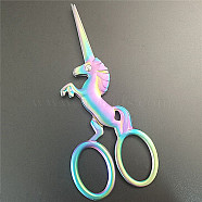201 Stainless Steel Scissors, Unicorn Cute Snips, for Needlework, Cross-stitch, Embroidery, Sewing, Quilting Craft, Rainbow Color, 11.5x5.1x0.8cm(PW22071368635)