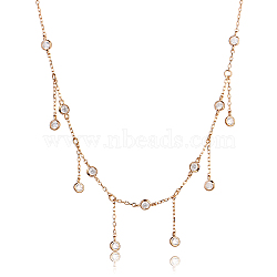 Sterling Silver with Clear Cubic Zirconia Pendant Necklaces, Rose Gold, 12.20 inch(31cm)(ZO0404-2)