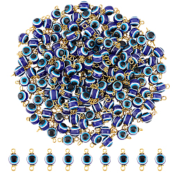 HOBBIESAY 200Pcs Evil Eye Resin Beads Connector Charms, with Golden Tone Alloy Daisy Spacer Beads and Iron Double Loops, Blue, 17x8mm, Hole: 2mm(RESI-HY0001-05)