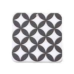 3D Printed Acrylic Pendants, Black and White, Square, Round Pattern, 34.5x34.5x2mm, Hole: 1.4mm(FIND-I024-02C)