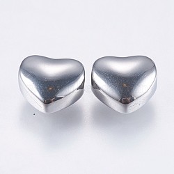 304 Stainless Steel Beads, Heart, Stainless Steel Color, 8x9x5mm, Hole: 2mm(STAS-I069-24)