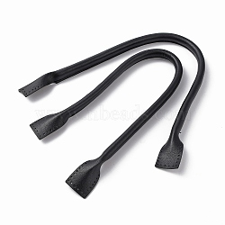 PU Leather Sew on Bag Handles, Black, 52.5x1.6x1cm, Hole: 1.5mm(PURS-WH0005-70B-01)