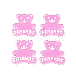 Acrylic Cabochons, Bear with Word Friends, Violet, 31.5x29x2mm(OACR-E018-01C)