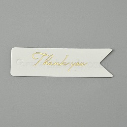 100Pcs Cardboard Paper Gift Tags, Rectangle with Gold Stamping Word Thank You, White, 2x7x0.05cm, Hole: 4mm(CDIS-TAC0007-05C)