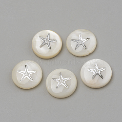 Natural Freshwater Shell Beads, Flat Round & Starfish/Sea Stars, Platinum, 15x4mm, Hole: 1mm
(X-SHEL-Q011-008P)