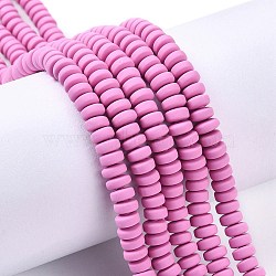 Handmade Polymer Clay Beads Strands, for DIY Jewelry Crafts Supplies, Flat Round, Orchid, 6~7x3mm, Hole: 1.5mm, about 113~116pcs/strand, 15.55 inch~16.14 inch(39.5~41cm)(X-CLAY-N008-008B)