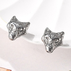 304 Stainless Steel Wolf Clip-on Earrings, Magnetic 303 Stainless Steel Tray Non-piercing Earrings for Women, Stainless Steel Color, 11.5x10mm(EJEW-B116-02P)