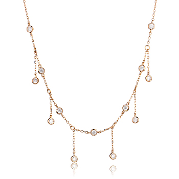 Sterling Silver with Clear Cubic Zirconia Pendant Necklaces, Rose Gold, 12.20 inch(31cm)