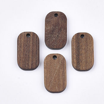 Walnut Wood Pendants, Rounded Rectangle, Saddle Brown, 20.5x11.5x2.5~3mm, Hole: 1.8mm