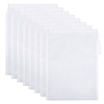 100 Micron Nylon Filter Bag, for Strainer Mesh Drawtring Pouch for Nut Milk, Rectangle, White, 29.5x20.5x0.5cm