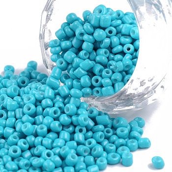 Baking Paint Glass Seed Beads, Dark Turquoise, 8/0, 3mm, Hole: 1mm, about 1111pcs/50g, 50g/bag, 18bags/2pounds