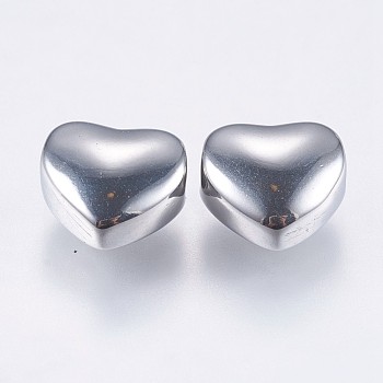 304 Stainless Steel Beads, Heart, Stainless Steel Color, 8x9x5mm, Hole: 2mm