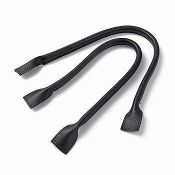 PU Leather Sew on Bag Handles, Black, 52.5x1.6x1cm, Hole: 1.5mm