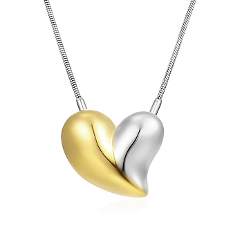 304 Stainless Steel Pendant Necklaces, Heart, Golden & Stainless Steel Color, 20.24 inch(51.4cm)