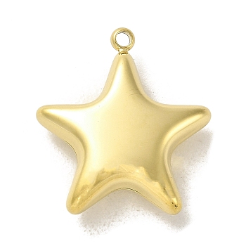 304 Stainless Steel Pendants, Star Charm, Real 14K Gold Plated, 23x21x6.5mm, Hole: 1.8mm