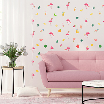 PVC Wall Stickers, Wall Decoration, Flamingo Pattern, 340x1180mm