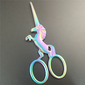 201 Stainless Steel Scissors, Unicorn Cute Snips, for Needlework, Cross-stitch, Embroidery, Sewing, Quilting Craft, Rainbow Color, 11.5x5.1x0.8cm