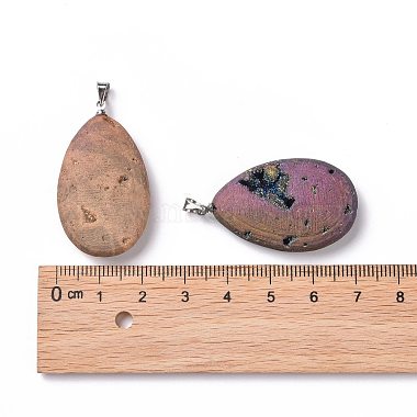 Electroplate Natural Druzy Agate Pendants(G-T112-09)-3