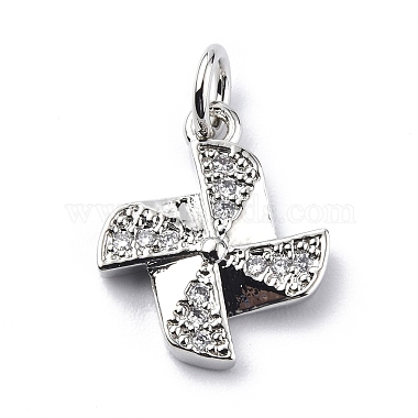 Platinum Clear Playing Items Brass+Cubic Zirconia Charms