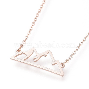 304 Stainless Steel Alps Pendant Necklaces(NJEW-Z001-01RG)-4