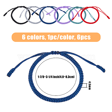 6Pcs 6 Colors Nylon Braided Cord Bracelets Set(BJEW-FI0001-33)-2