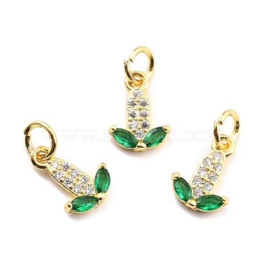 Brass Micro Pave Cubic Zirconia Charms(KK-A156-10G-RS)-2