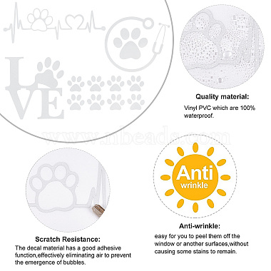8 Sheets 4 Style Waterproof Heart & Bear Paw Pattern PET Car Decals Stickers(STIC-GF0001-03B)-5