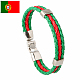 Flag Color Imitation Leather Triple Line Cord Bracelet with Alloy Clasp(GUQI-PW0001-086N)-1