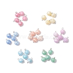 Glass with Brass Pendants, Round, Faceted, Mixed Color, 12x8mm, Hole: 1.8mm(PALLOY-JF04648)