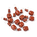 Gourd 3-Hole Natural Red Jasper Guru Beads, T-Drilled Beads, 20.5x11.5x12mm, Hole: 2mm(G-F223-05-12mm)