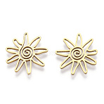 Ion Plating(IP) 304 Stainless Steel Pendants, Laser Cut, Sun Charm, Real 18K Gold Plated, 19.5x21x1.5mm, Hole: 1.2~1.5mm(STAS-T063-210G)