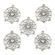 Tibetan Style Spider Web Alloy Chandelier Components Links, Cadmium Free & Lead Free, Silver, 34x28x2mm, Hole: 2mm, about 380pcs/1000g(TIBEP-R304-020S)