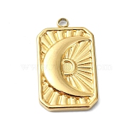 Ion Plating(IP) 304 Stainless Steel Pendants, Real 18K Gold Plated, Rectangle Charm, Moon, 24x13.5x2.5mm, Hole: 1.8mm(STAS-B058-02G-04)