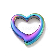 Vacuum Plating 304 Stainless Steel Linking Rings, Heart, Rainbow Color, 16x16.5x3mm(STAS-E169-07M)