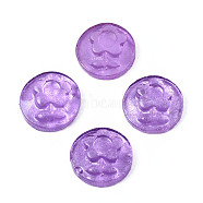 Spray Painted Transparent Resin Cabochons, Flat Round with Flower, Medium Orchid, 10x3.5mm(CRES-S302-64-A04)