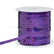 AB-Color Plastic Paillette Beads, Sequins Beads, Ornament Accessories, Flat Round, Purple, 6mm, about 100yards/roll(PVC-PH0001-14C)