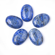 Natural Ripple Jasper Cabochons, Dyed & Heated, Oval, Blue, 25x17.5~18x7mm(G-S346-04A)