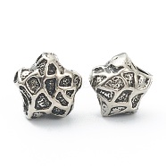 304 Stainless Steel European Beads, Large Hole Beads, Starfish, Antique Silver, 11x11.5x8.5mm, Hole: 4mm(STAS-I181-020AS)