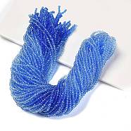 Transparent Painted Glass Beads Strands, Faceted, Rondelle, Blue, 3.4x2.6mm, Hole: 0.5mm, about 135pcs/strand, 14.17''(36cm)(X-DGLA-A034-T2mm-A01)