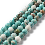 Natural Magnesite Beads Strands, Dyed & Heated, Round, Turquoise, 8mm, Hole: 1.2mm, about 49~52pcs/strand, 15.51~15.67''(39.4~39.8cm)(G-L555-02C-02)