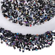 2 Bags Imitation Artificial Crystal Glass Beads, Faceted Cube, Mixed Style, Black, 3x3x3mm, Hole: 0.9mm, about 100pcs/bag(GLAA-SZ0001-95A-02)