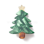 Christmas Cellulose Acetate Alligator Hair Clip, with Alloy Chips, Christmas Tree, 45x32mm(PHAR-K003-01A)